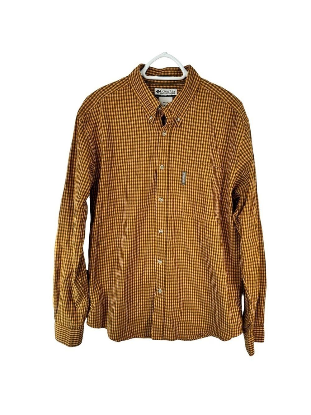 NWT Columbia Sportswear Emerald Lake Plaid Dress Shirt Large Brown Long Sleeve